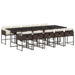 vidaXL 11-dielna záhradná sedacia súprava a vankúše hnedá polyratan – Obrázok 2