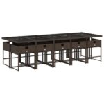 vidaXL 11-dielna záhradná sedacia súprava a vankúše hnedá polyratan – Obrázok 3