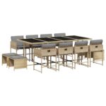 vidaXL 13-dielna záhrad. jedálenská sada vankúše mix béžovej polyratan – Obrázok 2