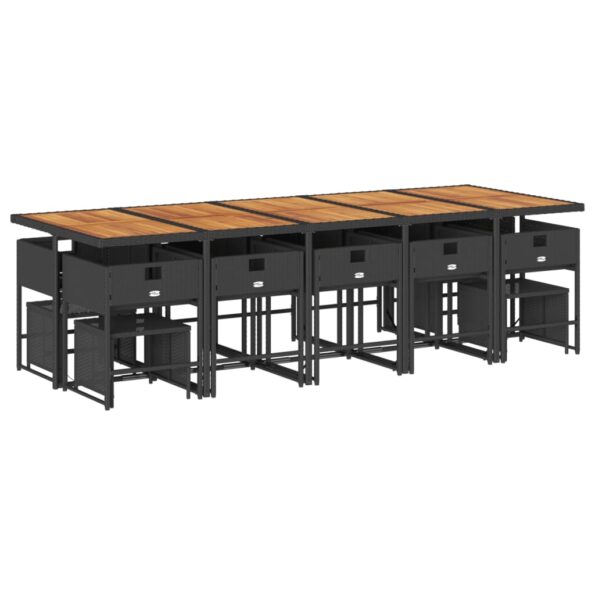 vidaXL 15-dielna záhr. jedálenská súprava s vankúšmi čierna polyratan – Obrázok 4
