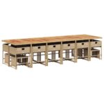 vidaXL 17-dielna záhrad. jedálenská sada vankúše mix béžovej polyratan – Obrázok 5