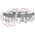 vidaXL 9-dielna záhr. jedálenská súprava s vankúšmi béžová polyratan – Obrázok 8