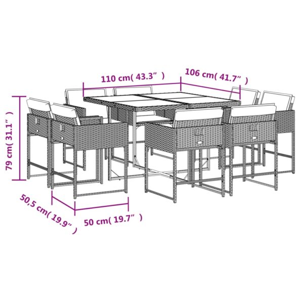 VXL8721102498947_g_en_hd_6.jpg vidaXL 9-dielna záhr. jedálenská súprava s vankúšmi béžová polyratan – Obrázok 8