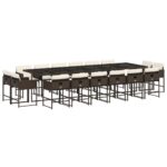 vidaXL 17-dielna záhradná jedálenská súprava a vankúše hnedá polyratan – Obrázok 2