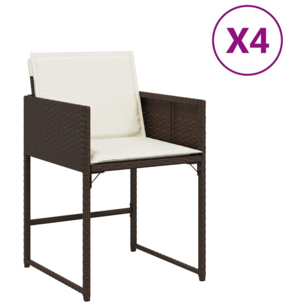 VXL8721102534737_a_en_hd_1.jpg vidaXL Záhradné stoličky s podložkami 4 ks, hnedé, polyratan – Obrázok 2