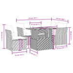 vidaXL 5-dielna záhradná súprava pohoviek s vankúšmi čierna polyratan – Obrázok 3