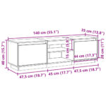 vidaXL TV skrinka voskovohnedá 140x35x40 cm masívna borovica – Obrázok 12