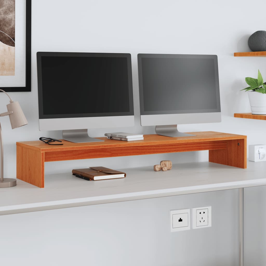VXL8721102640469_m_en_hd_1.jpg vidaXL Stojan na monitor voskovo-hnedý 100x27x15 cm masívna borovica – Obrázok 1