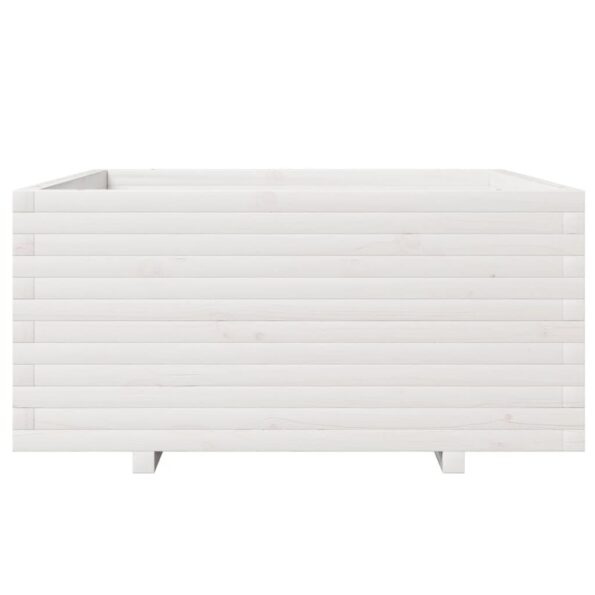 vidaXL Záhradný kvetináč biely 100x100x49,5 cm borovicový masív – Obrázok 5