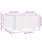 vidaXL Záhradný kvetináč biely 100x100x49,5 cm borovicový masív – Obrázok 10