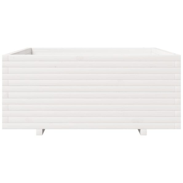 vidaXL Záhradný kvetináč biely 110x110x49,5 cm borovicový masív – Obrázok 5