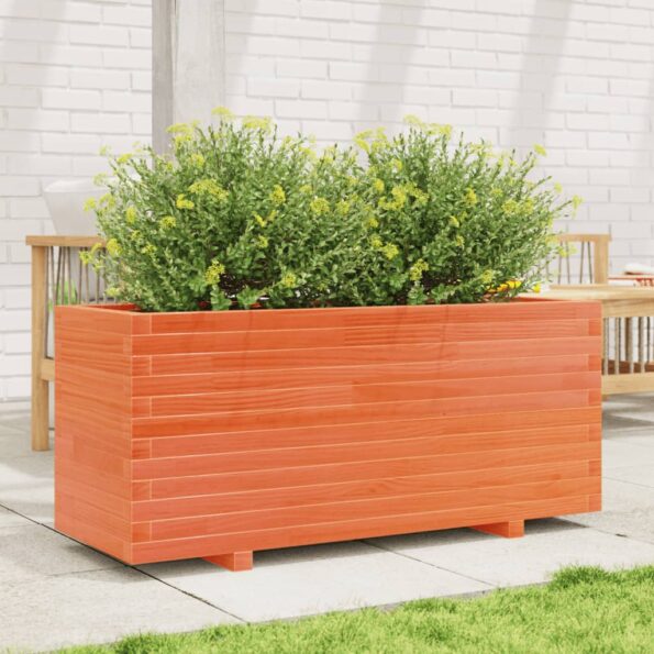 vidaXL Záhradný kvetináč voskovohnedý 110x40x49,5 cm masívna borovica – Obrázok 3