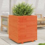 vidaXL Záhradný kvetináč voskovohnedý 60x60x72,5 cm masívna borovica