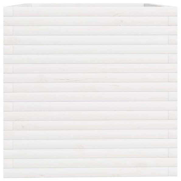 vidaXL Záhradný kvetináč biely 70x70x72,5 cm borovicový masív – Obrázok 6