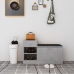 vidaXL Lavica na topánky betónová sivá 94,5x31x57 cm drevotrieska