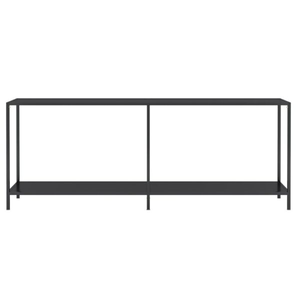vidaXL Konzolový stolík čierny 200x35x75,5 cm tvrdené sklo – Obrázok 3