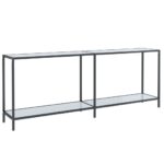 vidaXL Konzolový stolík biely 200x35x75,5 cm tvrdené sklo – Obrázok 2