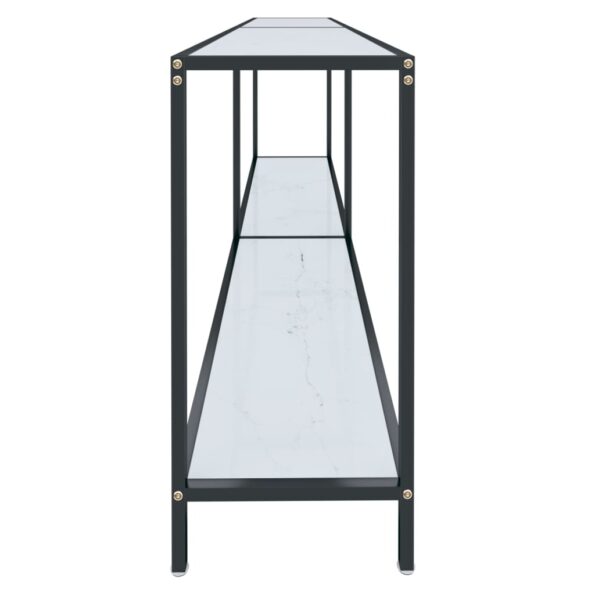 vidaXL Konzolový stolík biely 200x35x75,5 cm tvrdené sklo – Obrázok 4
