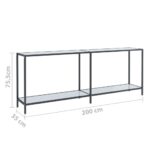 vidaXL Konzolový stolík biely 200x35x75,5 cm tvrdené sklo – Obrázok 8