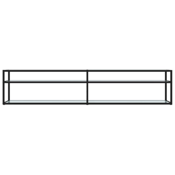 vidaXL TV stolík biely mramorový 200x40x40,5 cm tvrdené sklo – Obrázok 3