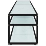 vidaXL TV stolík biely mramorový 200x40x40,5 cm tvrdené sklo – Obrázok 4