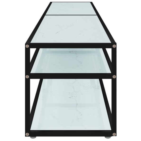vidaXL TV stolík biely mramorový 200x40x40,5 cm tvrdené sklo – Obrázok 4