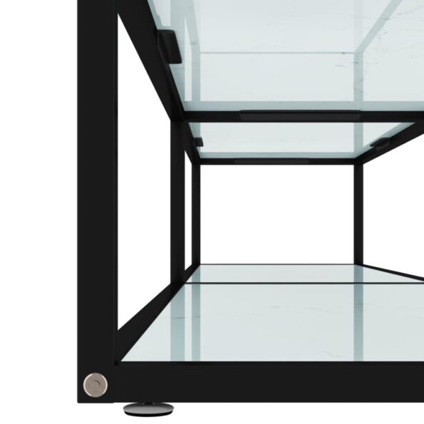 vidaXL TV stolík biely mramorový 200x40x40,5 cm tvrdené sklo – Obrázok 6