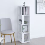 vidaXL Rohová skrinka biela 33x33x132 cm drevotrieska