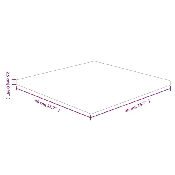 vidaXL Štvorcová stolová doska 40x40x2,5 cm neošetrený dubový masív – Obrázok 4