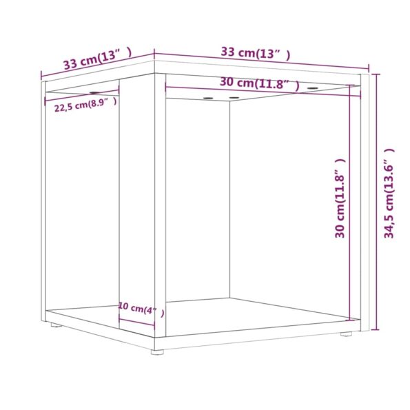 vidaXL Bočný stolík dymový dub 33x33x34,5 cm spracované drevo – Obrázok 8