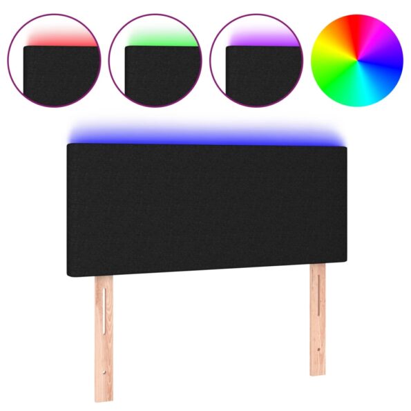 vidaXL Čelo postele s LED čierne 90x5x78/88 cm látka – Obrázok 2