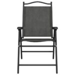 vidaXL Skladacie záhradné stoličky 2 ks melanž sivé oceľ a textilén – Obrázok 5