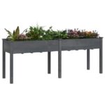 vidaXL Kvetináč s vložkou sivý 203x53x76 cm jedľový masív – Obrázok 3