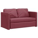 vidaXL Podlahová rozklad. pohovka 2v1 vínovočervená 112x174x55cm látka – Obrázok 4