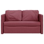 vidaXL Podlahová rozklad. pohovka 2v1 vínovočervená 112x174x55cm látka – Obrázok 5