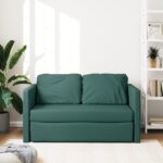 vidaXL Podlahová rozklad. pohovka 2v1 tmavozelená 112x174x55 cm látka – Obrázok 3