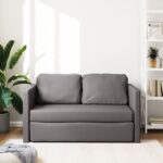 vidaXL Podlahová rozkladacia pohovka 2v1 sivá 112x174x55 cm umelá koža – Obrázok 3