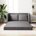 vidaXL Podlahová rozkladacia pohovka 2v1 sivá 112x174x55 cm umelá koža