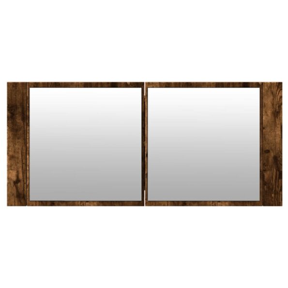 vidaXL LED kúpeľňová zrkadlová skrinka dymový dub 100x12x45 cm – Obrázok 7