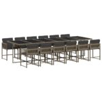 vidaXL 13-dielna záhrad. jedálenská súprava s vankúšmi sivá polyratan – Obrázok 2