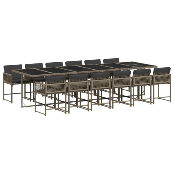 vidaXL 13-dielna záhrad. jedálenská súprava s vankúšmi sivá polyratan – Obrázok 2