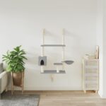 vidaXL Nástenné škrabadlo pre mačky bledosivé 153 cm – Obrázok 3