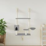 vidaXL Nástenné škrabadlo pre mačky bledosivé 153 cm