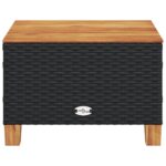 vidaXL Záhradný stôl čierny 55x55x36 cm polyratan akáciové drevo – Obrázok 4