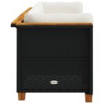 vidaXL Záhradná pohovka s vankúšmi 3-miestna čierna polyratan – Obrázok 5