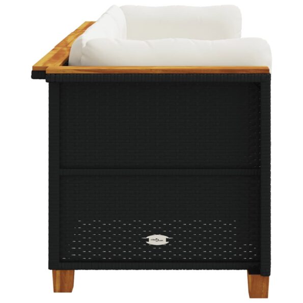 vidaXL Záhradná pohovka s vankúšmi 3-miestna čierna polyratan – Obrázok 5