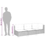 vidaXL Záhradná pohovka s vankúšmi 3-miestna čierna polyratan – Obrázok 9