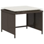 vidaXL Záhradná stolička s taburetkou hnedá polyratan – Obrázok 6