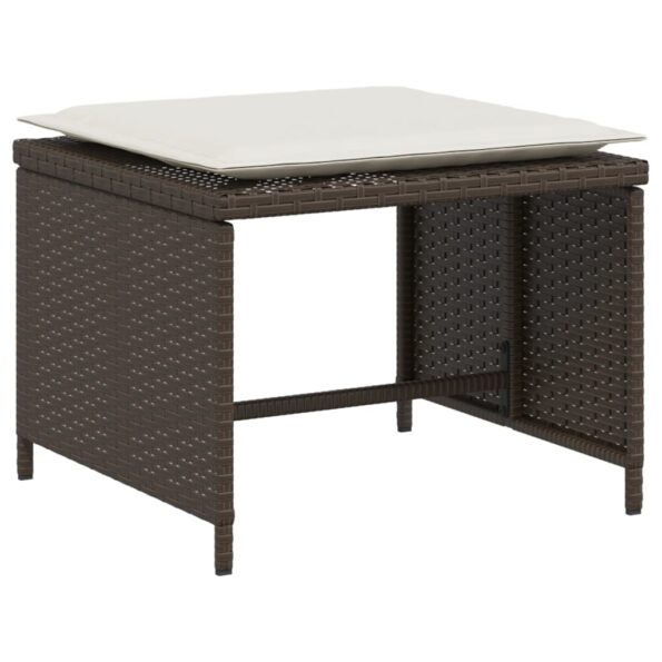 vidaXL Záhradná stolička s taburetkou hnedá polyratan – Obrázok 6