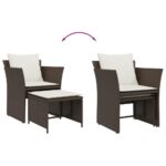 vidaXL Záhradná stolička s taburetkou hnedá polyratan – Obrázok 8